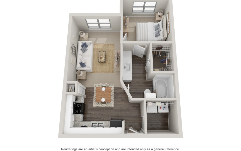 A1 - 1 bedroom floorplan layout with 1 bathroom and 660 square feet (Standard
)