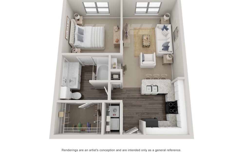 A2 - 1 bedroom floorplan layout with 1 bathroom and 730 square feet (Standard
)