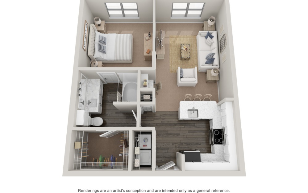 A2 - 1 bedroom floorplan layout with 1 bathroom and 730 square feet (Platinum)