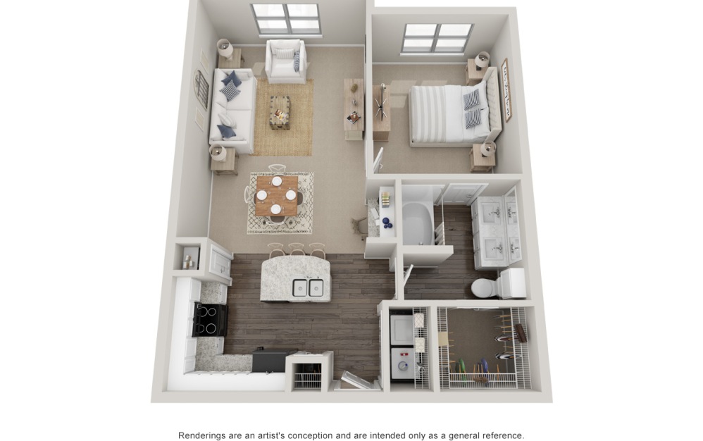 A3 - 1 bedroom floorplan layout with 1 bathroom and 830 square feet (Standard
)