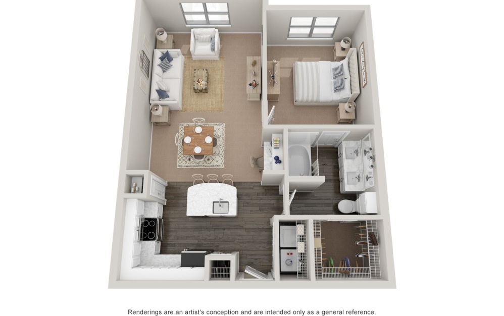 A3 - 1 bedroom floorplan layout with 1 bathroom and 830 square feet (Platinum)