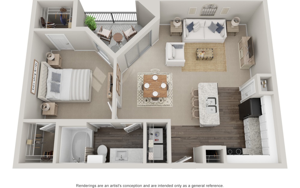 A4T - 1 bedroom floorplan layout with 1 bathroom and 900 square feet (Standard
)