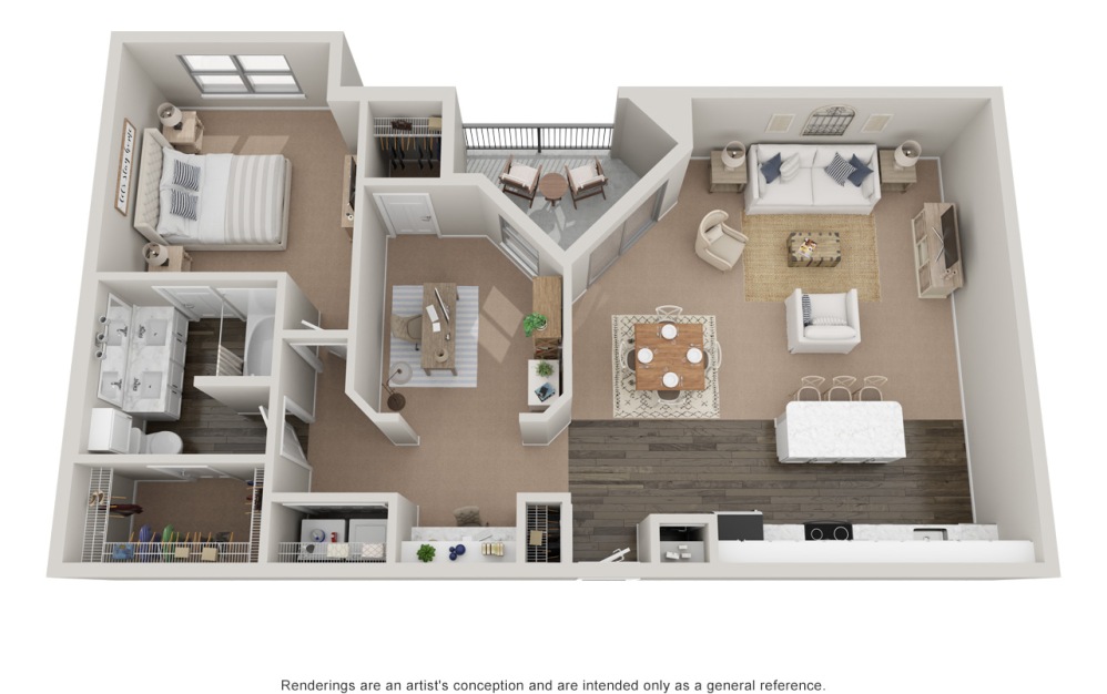 A5Ts P - 1 bedroom floorplan layout with 1 bathroom and 1230 square feet